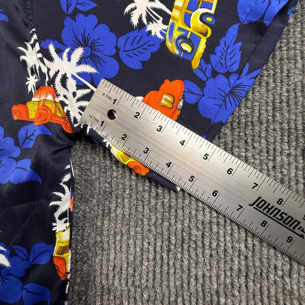 Pacific & Co Mens Large Navy Blue Aloha Surf Bus Tropical Hibiscus Camp Shirt - Picture 5 of 12